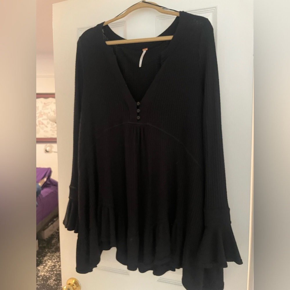Free people Black light Jersey Tunic v neck